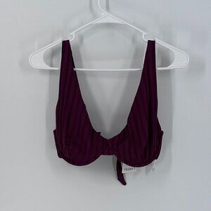 Vitamin A Purple Bikini Top with Plunging V-Neck